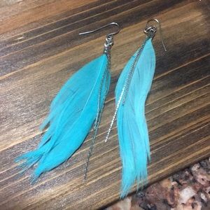 Turquoise feather earrings!